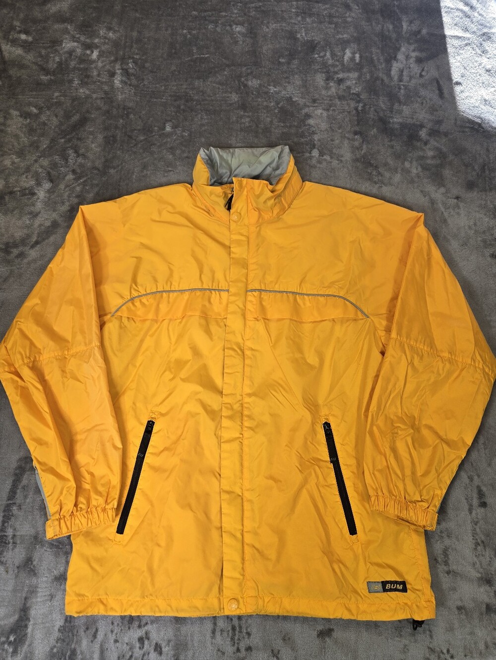 Vintage Bum Equipment Yellow Lined Rain Jacket Size Medium